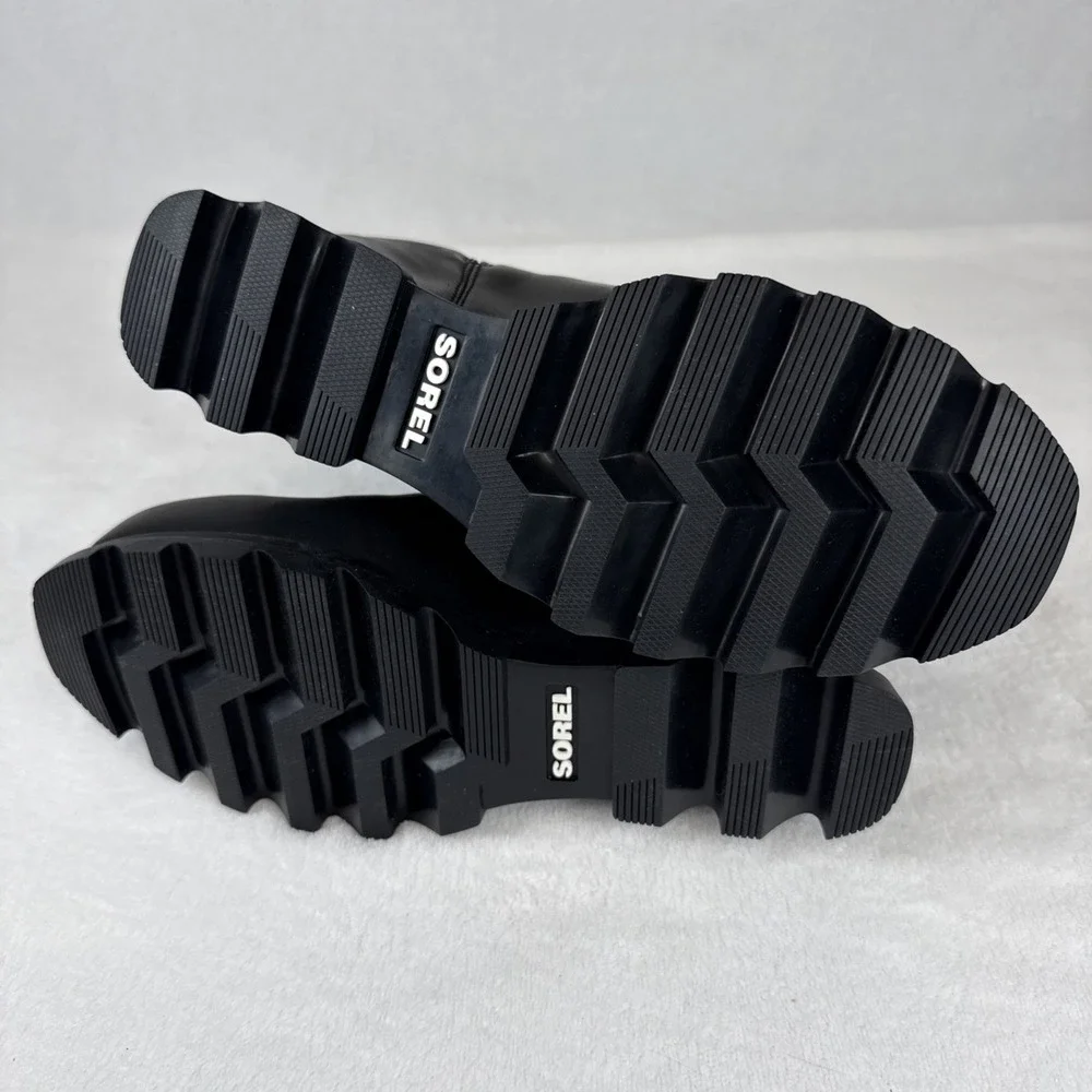 Sorel Joan Of Arctic Wedge II Zip Bootie Black Leather Womens SZ 7.5 Waterproof
